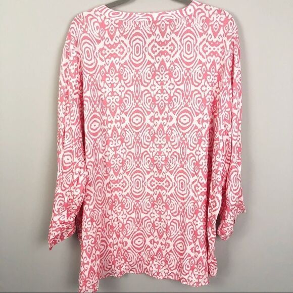 CATHY WOMAN | Tribal Print Blouse Pink White Women’s Plus Size 3X - Picture 7 of 7